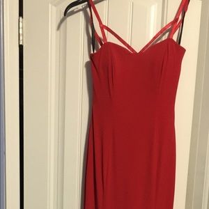Red fitted prom dress fit/flare/mermaid/trumpet